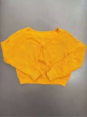 Bright Yellow Cable-Front Women's Sweater